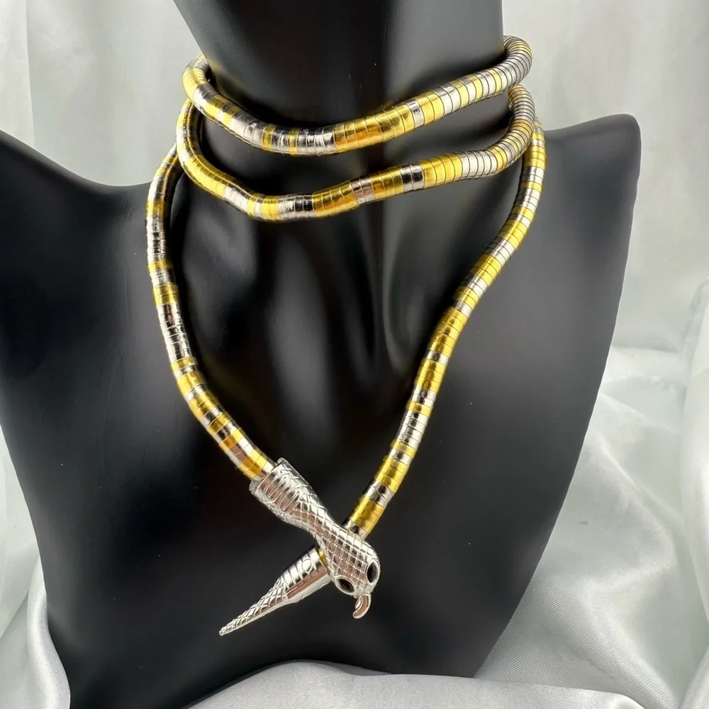 Multi Anthropologie Serpent serpentine Gold and Silver Snake Necklace - Picture 3 of 11